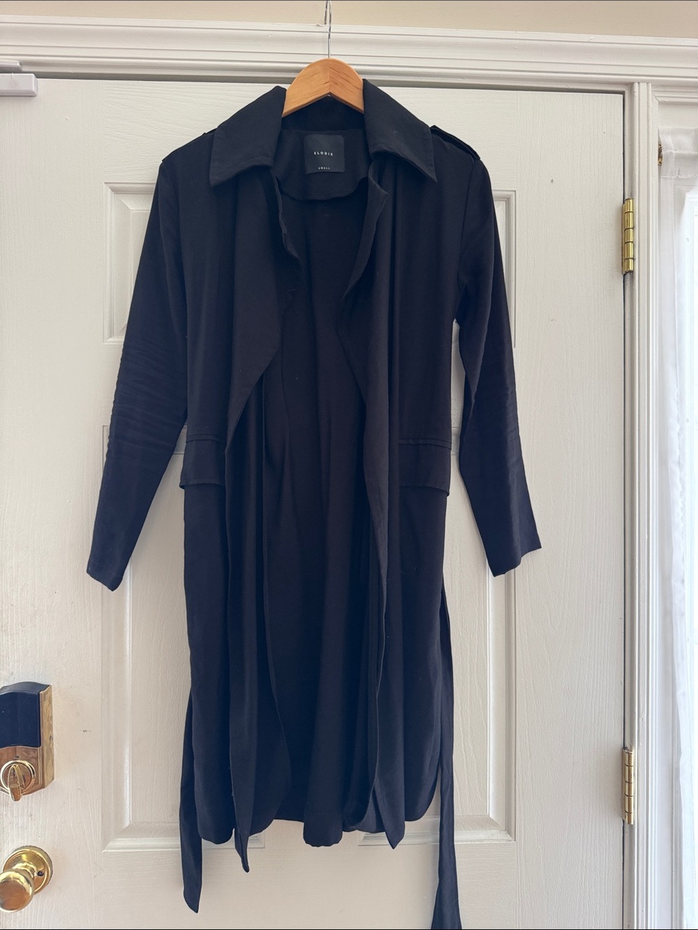 Elodie Black Draped Trench Coat